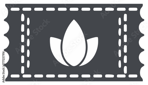 Coupon with Lotus Flower in Center Isolated.  Perforated Edge Ticket Voucher for Wellness or Meditation. Cut Out