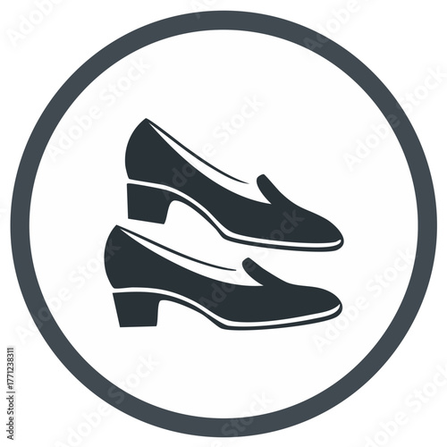 Two women's classic slip on shoes with low heels simple elegant footwear icon design