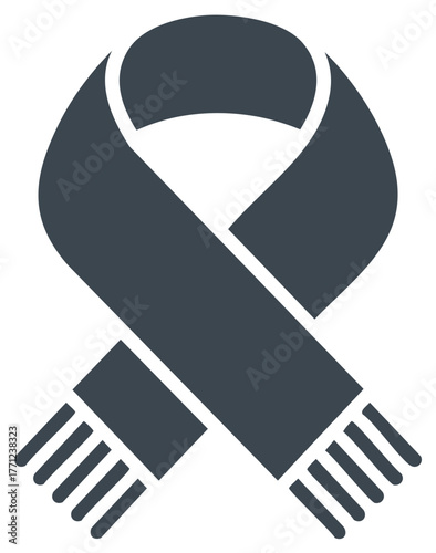 Stylized neckwear illustration depicting a cozy scarf with tassel detail for winter fashion and cold weather protection