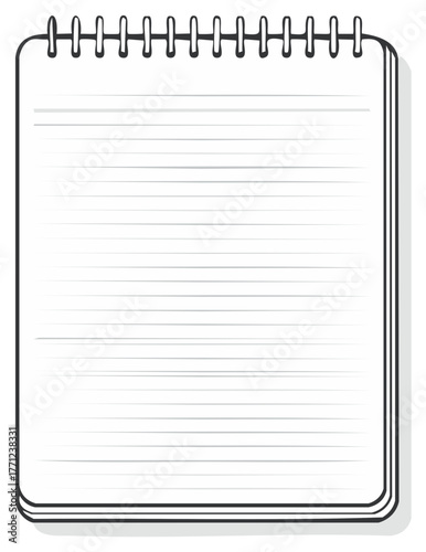 Blank lined spiral bound notebook for notes or ideas clean simple illustration