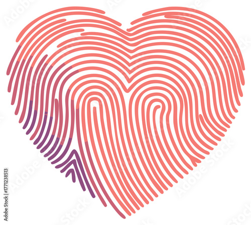 Abstract Heart Shaped Fingerprint Symbolizing Love and Identity