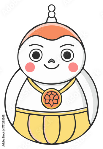 Cute traditional Japanese roly poly doll character illustration