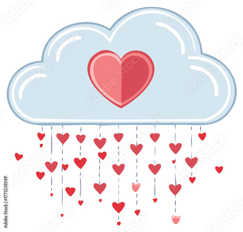 Heart Rain from Cloud  Concept for Love Romance and Valentines Day Graphics