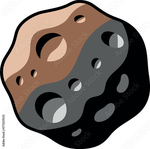 Detailed cartoon asteroid space rock isolated vector