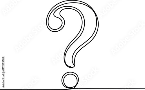 Black outline question mark symbol on white background punctuation query