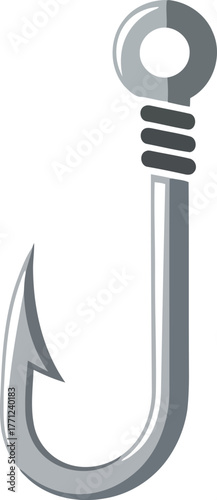 Fishing hook isolated metal catching gear bait sport fishing accessory vector