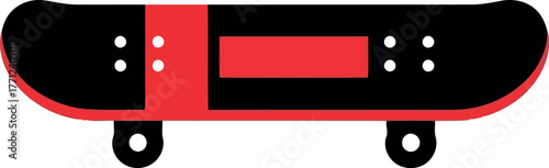 Modern black red skateboard vector icon action sport board minimalist vector