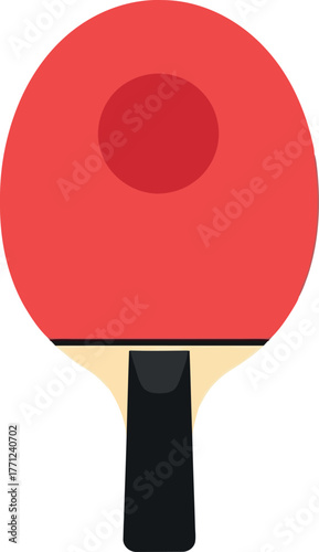 Vibrant red ping pong paddle with ball sport game equipment icon vector