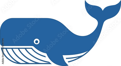 Vibrant blue whale silhouette minimalist ocean icon vector