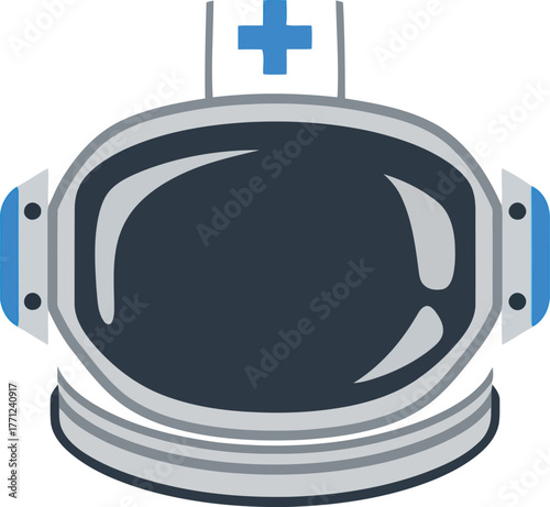 Astronaut helmet with medical cross symbol for space healthcare vector