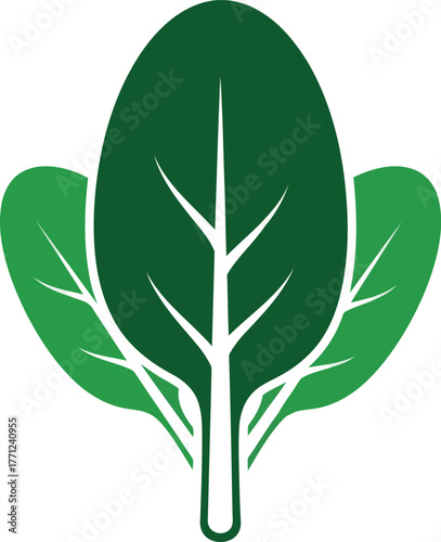 Vibrant green spinach leaves healthy food ingredient simple icon vector