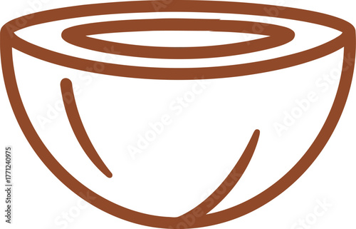 Fresh coconut half tropical fruit isolated simple outline icon vector