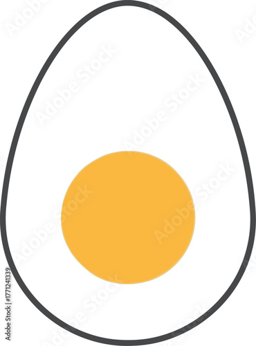 Simple hard boiled egg half yellow yolk food icon graphic design vector