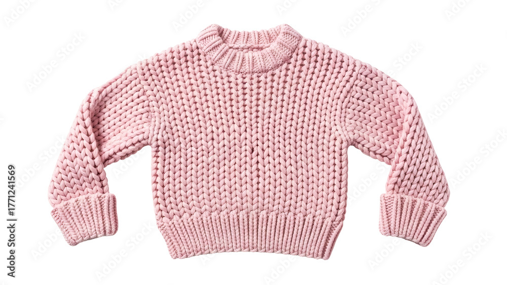 Obraz premium Chunky knit pink garment displays thick woven texture against black background