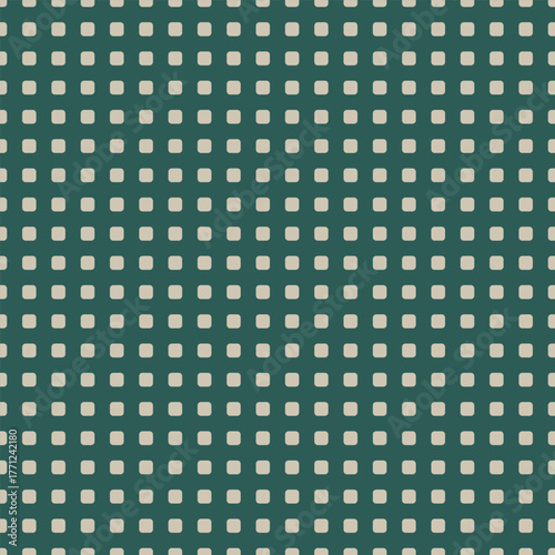 A seamless vector pattern featuring sand rounded squares on a deep teal background, ideal for web backgrounds, stationery, and graphic projects.