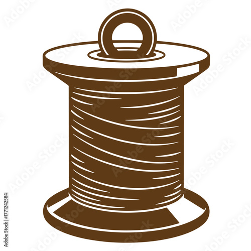 Isolated vector illustration of a classic wooden spool of sewing thread design