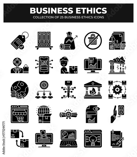 Collection of 25 Business Ethics Icons: A Guide to Ethical Business Practices
