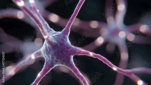 Close-up view of neural networks, intricate neuron connections with glowing synapses, futuristic science and technology theme