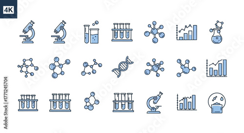 Set of science and lab icons simple line vector design elements for scientific research isolated on white background