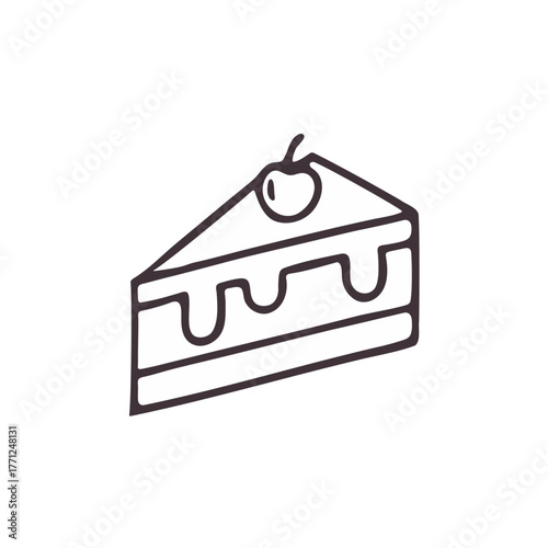  Minimalist vector illustration of a slice of cake in a linear outline