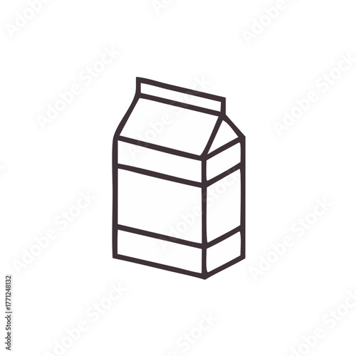 Minimalist vector illustration of a milk carton in a linear outline