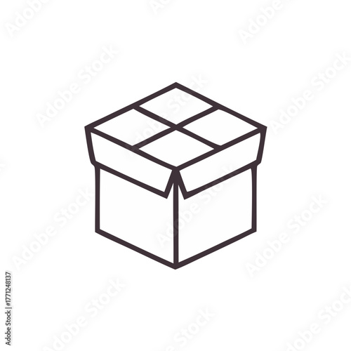 Minimalist vector illustration of a gift box in a linear outline
