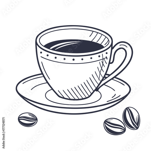 cup of coffee with beans