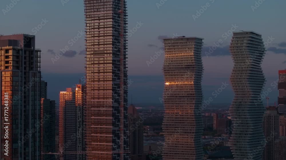 Sunset view of Mississauga's M City Condos skyline, urban serenity
