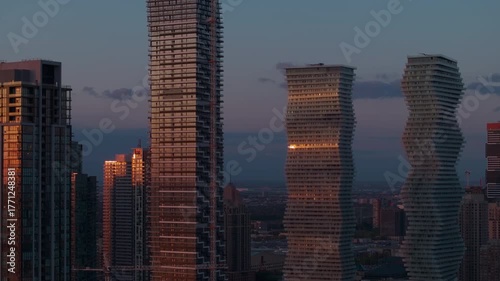 Sunset view of Mississauga's M City Condos skyline, urban serenity