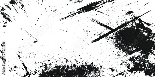 It features a black texture overlaid on a white background The texture Prominent diagonal and horizontal lines suggest deep scratches or scrapes on a surface.