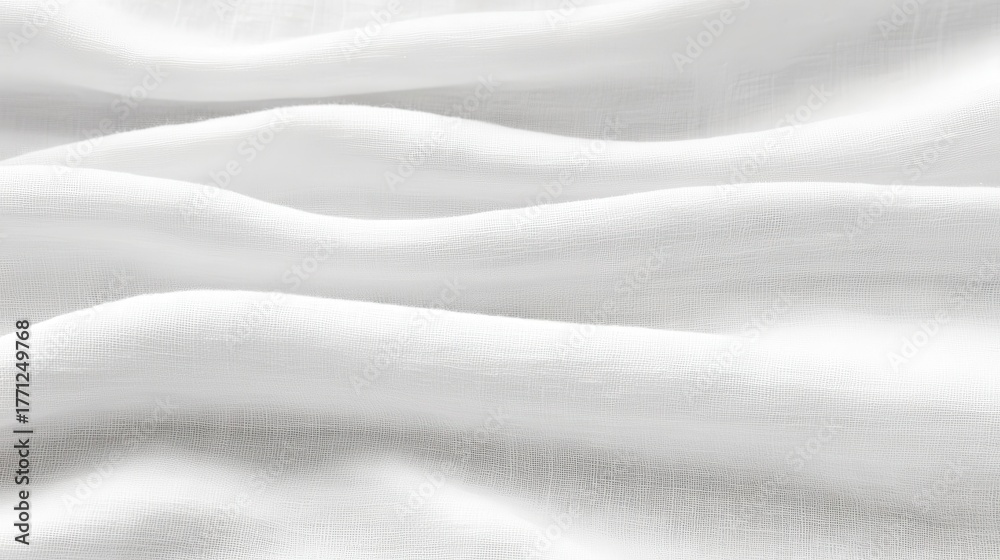 Fototapeta premium Soft white fabric creating gentle waves with smooth texture in natural light