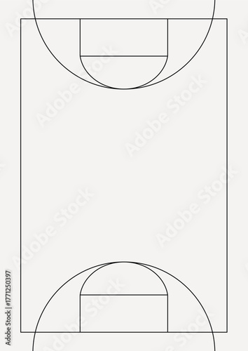 Basketball court outline, design element vector