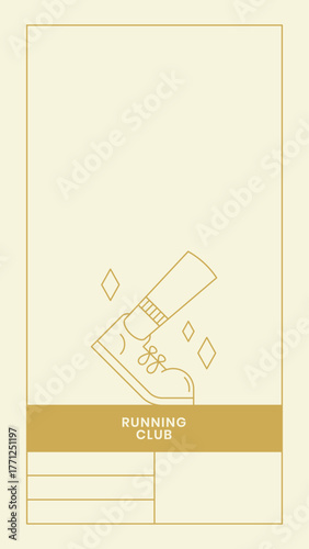 Running club activity log table, gold line art design vector