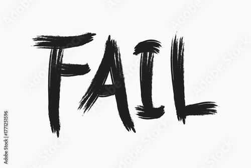 Fail word, negative word art, typography collage element vector