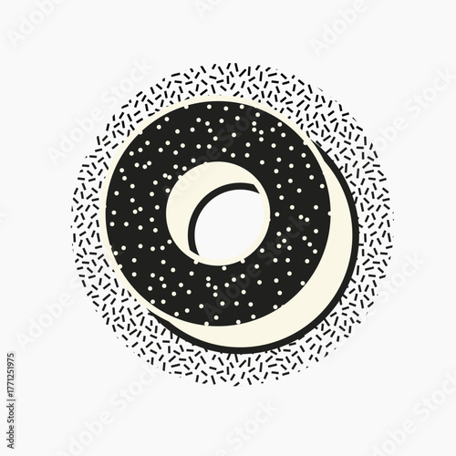 Black dotted ring collage element vector