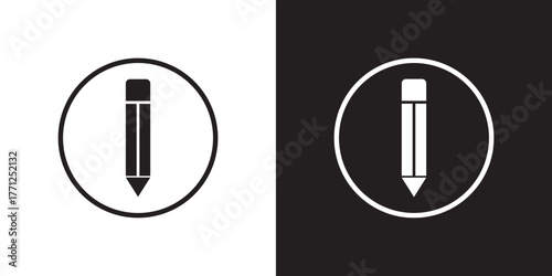Pencil Icon Perfect for Writing and Education on black and white background.