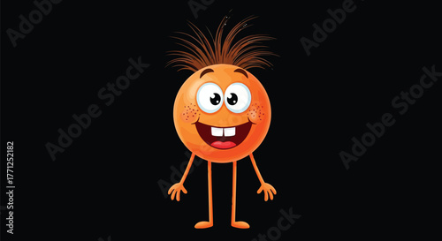 Funny cartoon orange character with spiky hair and big eyes