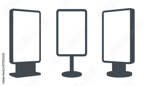 Modern Minimal Vector Set of Blank Indoor Promotional Display Stands Template Illustration Set on White Background, easily editable.