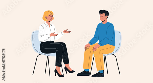 Therapist talking to a patient during a counseling session