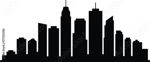 City Skyline Silhouette Vector - Modern Urban Buildings and Architecture