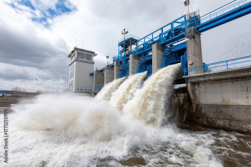 Hydroelectric power station releasing water