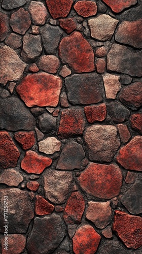 Brick Stone Wall Red Brown Color Rustic Texture Natural Rock Patter