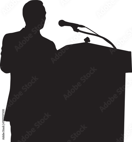 Speaker podium presentation microphone man silhouette