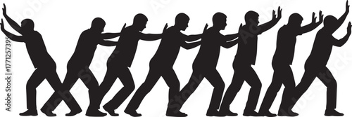 Teamwork pushing together