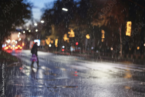 Wallpaper Mural Rainy weather background on a city street, road with cars and drops of autumn rain in blur Torontodigital.ca