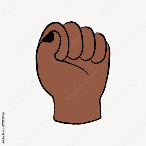 BLM fist doodle, collage element vector