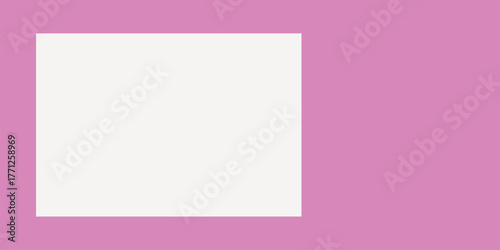 White rectangle frame, geometric shape on pink background vector