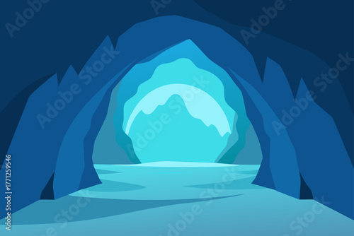 A blue ice cave