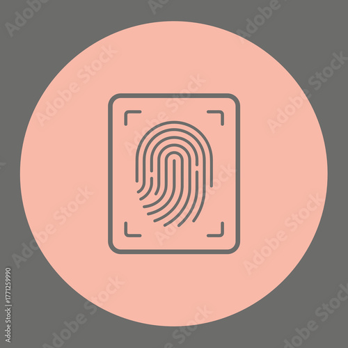 Fingerprint scanning illustration on pink background in modern style  