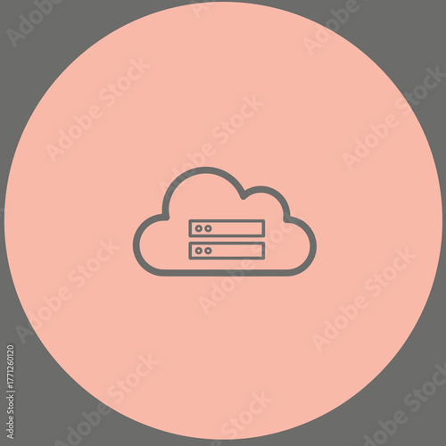 Cloud storage icon with server representation in minimal style  